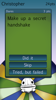 Party Wheel question screen