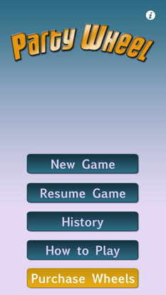 Party Wheel Main Menu Screen