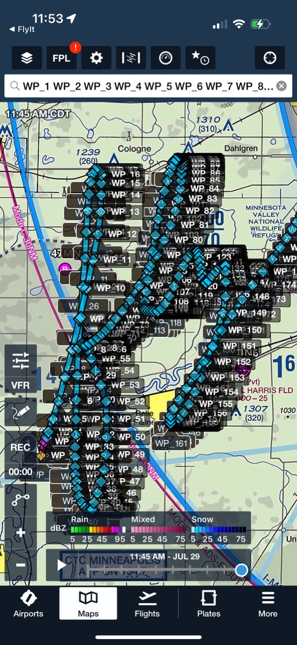 FlyIt waypoints imported into ForeFlight