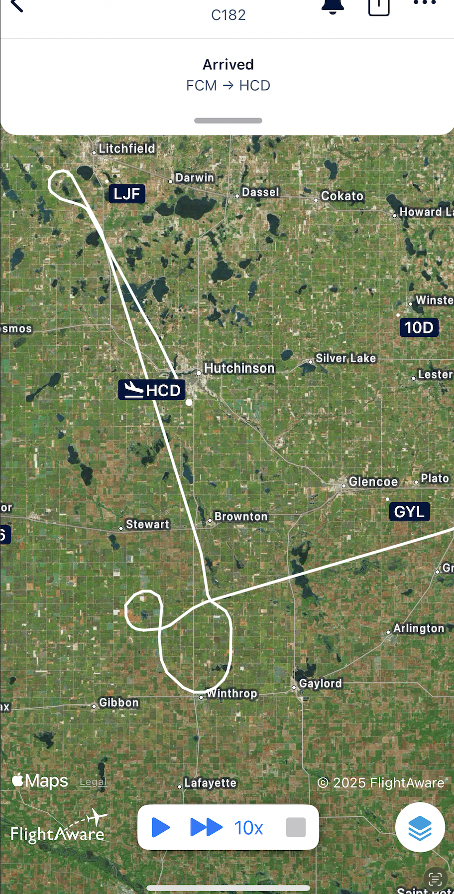 FlightAware tracking of a FlyIt flight path